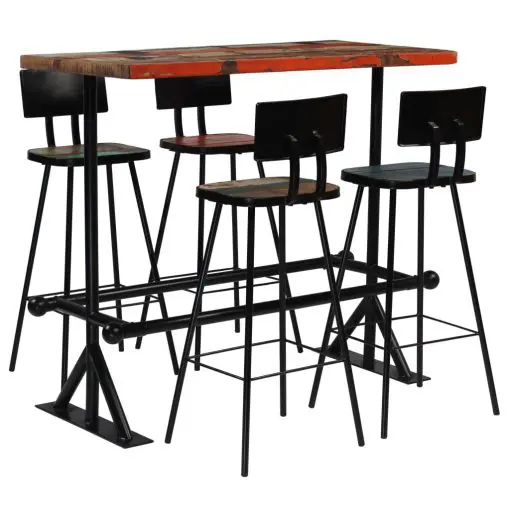 vidaXL Bar Set 5 Piece Solid Reclaimed Wood Multicolour