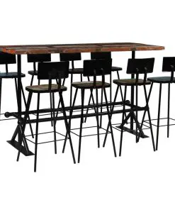 vidaXL Bar Set 9 Piece Solid Reclaimed Wood Multicolour