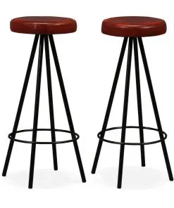 vidaXL Bar Stools 2 pcs Real Leather
