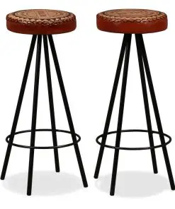 vidaXL Bar Stools 2 pcs Real Leather