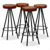 vidaXL Bar Stools 4 pcs Real Leather