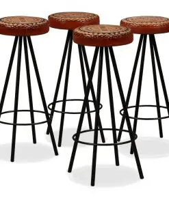 vidaXL Bar Stools 4 pcs Real Leather