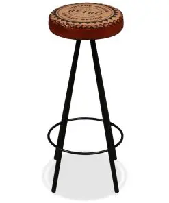 vidaXL Bar Stools 4 pcs Real Leather