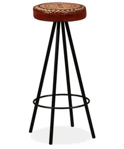 vidaXL Bar Stools 4 pcs Real Leather