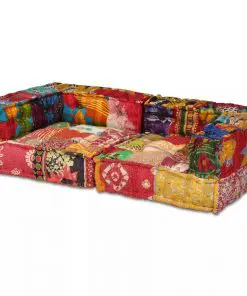 vidaXL 2-Seater Modular Sofa Bed Fabric Patchwork