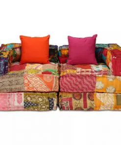 vidaXL 2-Seater Modular Sofa Bed Fabric Patchwork