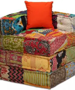 vidaXL 2-Seater Modular Sofa Bed Fabric Patchwork