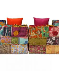 vidaXL 2-Seater Modular Sofa Bed Fabric Patchwork