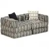 vidaXL 2-Seater Modular Pouffe Grey Stripe Fabric