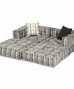 vidaXL 2-Seater Modular Sofa Bed Fabric Stripe