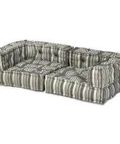 vidaXL 2-Seater Modular Sofa Bed Fabric Stripe