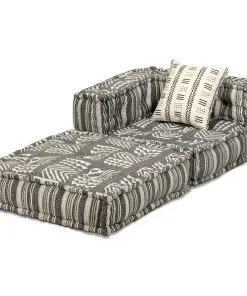 vidaXL 2-Seater Modular Sofa Bed Fabric Stripe