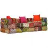 vidaXL 3-Seater Modular Pouffe Patchwork Fabric
