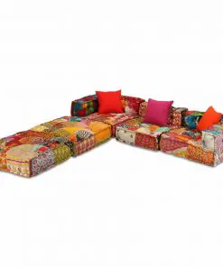 vidaXL 3-Seater Modular Sofa Bed Fabric Patchwork