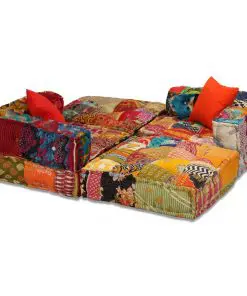 vidaXL 3-Seater Modular Sofa Bed Fabric Patchwork