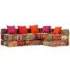 vidaXL 4-Seater Modular Sofa Bed Fabric Patchwork