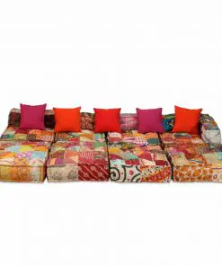 vidaXL 4-Seater Modular Sofa Bed Fabric Patchwork