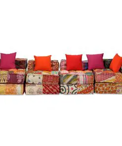 vidaXL 4-Seater Modular Sofa Bed Fabric Patchwork
