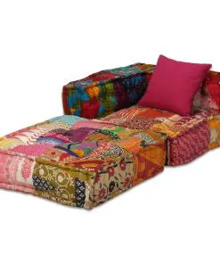 vidaXL 4-Seater Modular Sofa Bed Fabric Patchwork