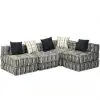 vidaXL 4-Seater Modular Pouffe Grey Stripe Fabric