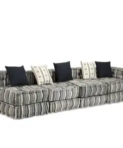 vidaXL 4-Seater Modular Sofa Bed Fabric Stripe