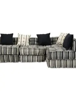 vidaXL 4-Seater Modular Sofa Bed Fabric Stripe
