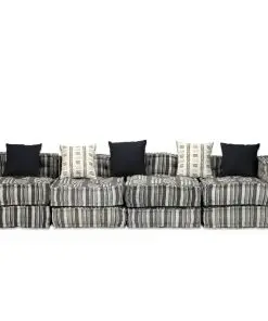 vidaXL 4-Seater Modular Sofa Bed Fabric Stripe