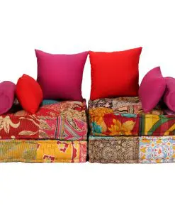 vidaXL 2-Seater Modular Sofa Bed Fabric Patchwork