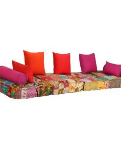 vidaXL 2-Seater Modular Sofa Bed Fabric Patchwork