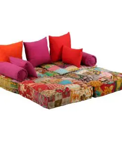 vidaXL 2-Seater Modular Sofa Bed Fabric Patchwork