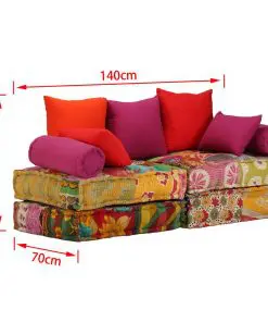 vidaXL 2-Seater Modular Sofa Bed Fabric Patchwork