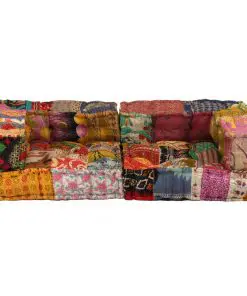 vidaXL 2-Seater Modular Sofa with Armrests Fabric Patchwork