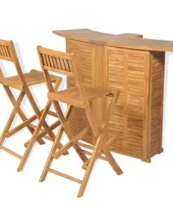 vidaXL 3 Piece Bistro Set with Folding Chairs Solid Teak Wood