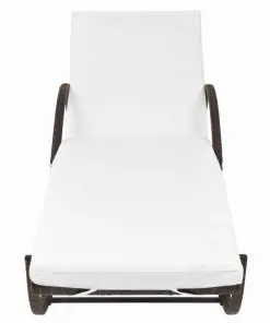 vidaXL Sun Loungers 2 pcs with Table Poly Rattan Brown