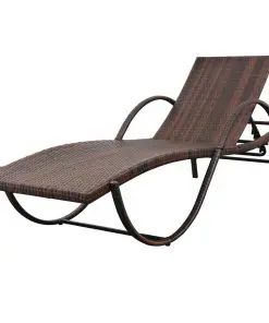 vidaXL Sun Loungers 2 pcs with Table Poly Rattan Brown