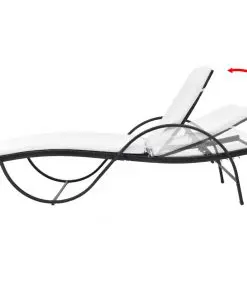 vidaXL Sun Loungers 2 pcs with Table Poly Rattan Black (42884+42886)