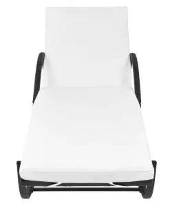 vidaXL Sun Loungers 2 pcs with Table Poly Rattan Black (42884+42886)