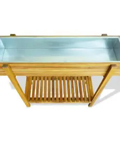 vidaXL Raised Garden Planter Solid Acacia Wood and Zinc