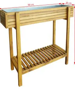 vidaXL Raised Garden Planter Solid Acacia Wood and Zinc