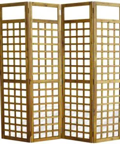 vidaXL 4-Panel Room Divider / Trellis Solid Acacia Wood 160×170 cm