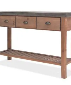 vidaXL Console Table Solid Fir Wood 122x35x80 cm