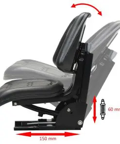 vidaXL Tractor Seat with Suspension Black