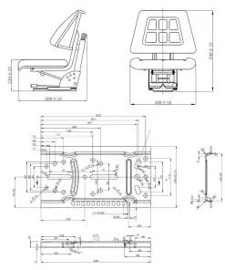 vidaXL Tractor Seat with Suspension Black