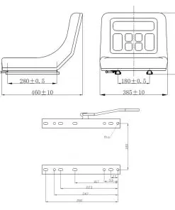 vidaXL Universal Tractor Seat Black
