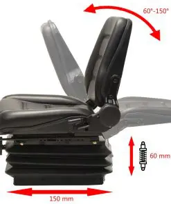 vidaXL Forklift & Tractor Seat with Suspension and Adjustable Backrest