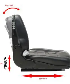 vidaXL Forklift & Tractor Seat with Suspension and Adjustable Backrest