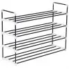 vidaXL Shoe Rack with 4 Shelves Metal and Plastic Black vidaXL Shoe Rack with 4 Shelves Metal and Plastic Black