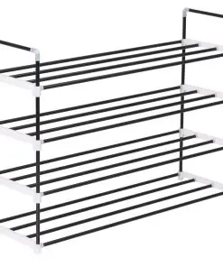 vidaXL Shoe Rack with 4 Shelves Metal and Plastic Black