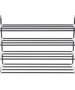 vidaXL Shoe Rack with 4 Shelves Metal and Plastic Black