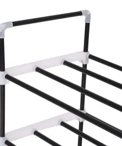 vidaXL Shoe Rack with 4 Shelves Metal and Plastic Black